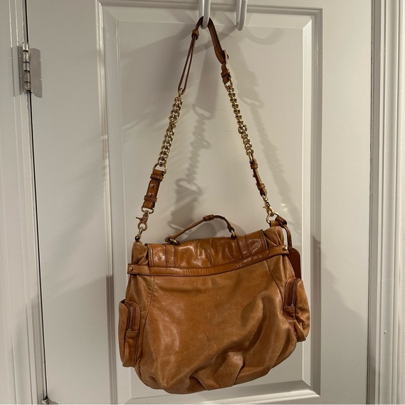 Badgley Mischka Janet Bag in Distressed Saddle Tan Leather with Dust Bag - Picture 10 of 16